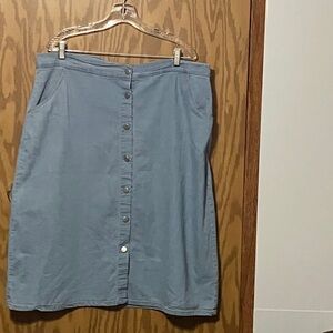 Elegant Blue Button-Down Pencil Skirt